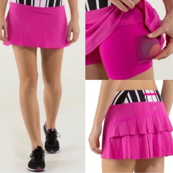 lululemon athletica Pants - LULULEMON Pace Setter Surge Stripe Skirt Skort 8 Reg Paris Pink Rare Collector
